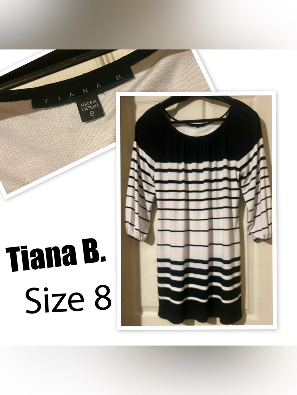 Tatiana B. Black & White Striped Tunic Mini Dress